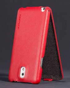 Hoco - Duke series bőr Samsung Note3 flip tok - piros