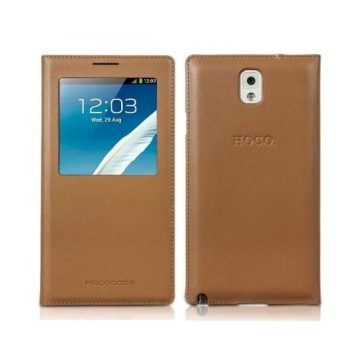 Hoco - Original series bőr ablakos Samsung Note3 könyv tok - barna