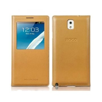 Hoco - Original series bőr ablakos Samsung Note3 könyv tok - sárga