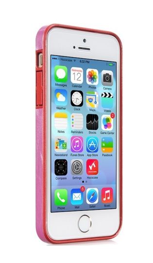 Hoco - Fusion series bőr mintás keretű iPhone 5/5s/se bumper tok - piros
