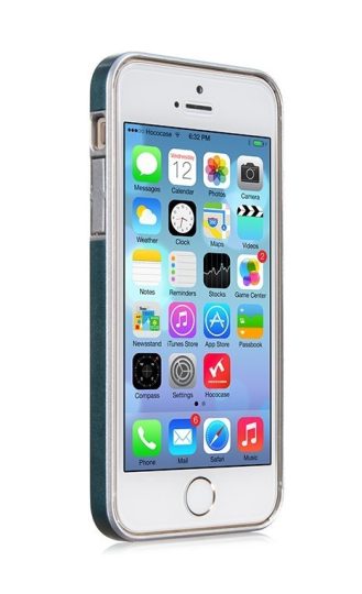 Hoco - Fusion series bőr mintás keretű iPhone 5/5s/se bumper tok - kék