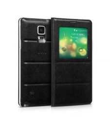   Hoco - Original series bőr ablakos Samsung Note4 könyv tok - fekete