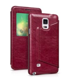   Hoco - Crystal series classic bőr magnetic sleep Samsung Note4 könyv tok - bor vörös