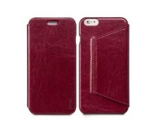   Hoco - Crystal series classic bőr iPhone 6plus/6splus könyv tok - bor vörös