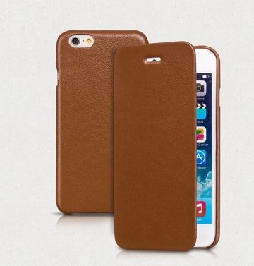 Hoco - Premium series bőr bankkártya tartós iPhone 6/6s könyv tok - barna