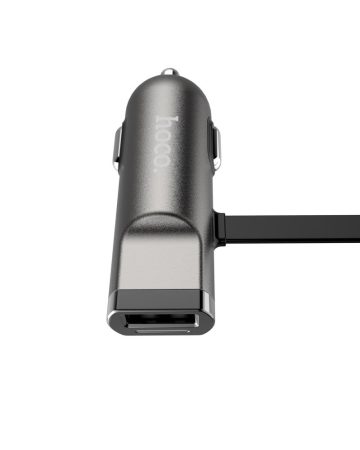 Hoco - UCL01 autós szivargyújtó töltő beépített micro USB (2,4A) - fekete 