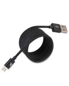   Hoco - UPM05 fémszálas szövet bevonattal  micro USB adat/töltő kábel 120 cm - fekete