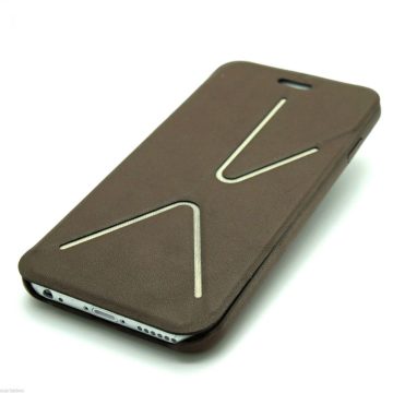 Hoco - Slimfit series bőr kitámasztható iPhone 6/6s könyv tok - barna