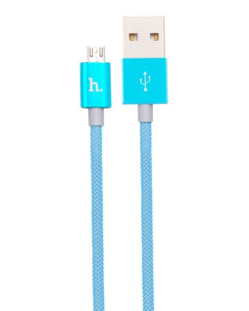Hoco - UPM08 műanyag hálós micro USB adat/töltő kábel 120 cm - kék