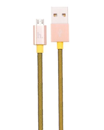 Hoco - UPM08 műanyag hálós micro USB adat/töltő kábel 120 cm - sárga