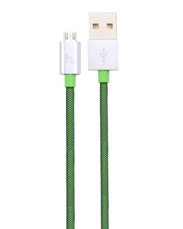 Hoco - UPM08 műanyag hálós micro USB adat/töltő kábel 120 cm - zöld