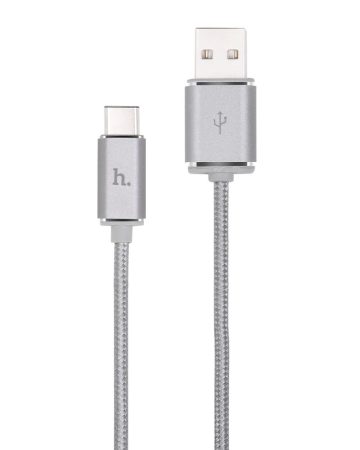 Hoco - UPT01 alu fej és fémszálas szövet 10 Gbit/s írás/olv. USB-C 3.1 adat/töltő kábel 120 cm - szürke