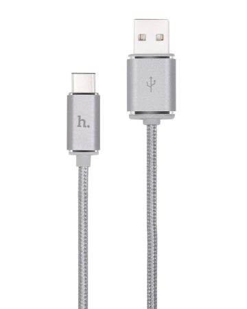 Hoco - UPT01 alu fej és fémszálas szövet 10 Gbit/s írás/olv. USB-C 3.1 adat/töltő kábel 120 cm - szürke