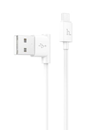 Hoco - UPM10L alu helytakarékos "L" fejjel  micro USB adat/töltő kábel 120 cm - fehér