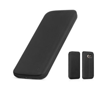 Hoco - Juice series matt nappa bőr Samsung S6 edge+ könyv tok - fekete