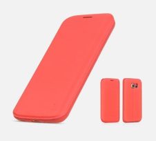   Hoco - Juice series matt nappa bőr Samsung S6 edge+ könyv tok - piros