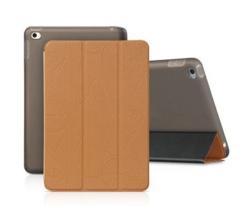Hoco - Cube series nyomott mintázatú  iPad mini 4 tablet tok - barna