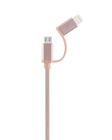  Hoco - UPF02 2in1 micro USB + MFI lightning fej adat/töltő kábel 120 cm - arany