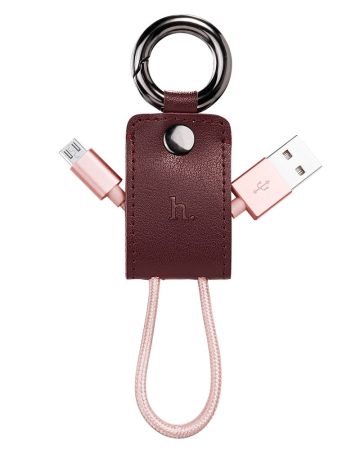 Hoco - UPM19 kulcstartó formájú micro USB adat/töltő kábel 15 cm - rozéarany