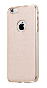   Hoco - Glint series bőrbetétes szilikon iPhone 6Plus/ 6SPlus védőtok fémhatású széllel - arany