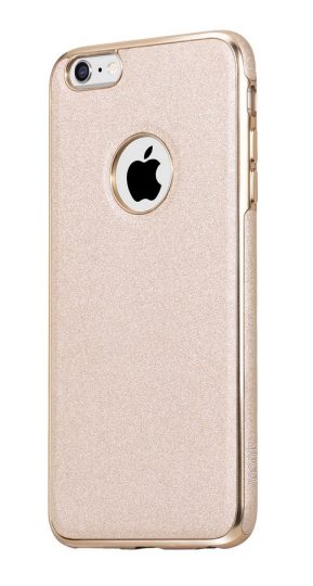 Hoco - Glint series bőrbetétes szilikon iPhone 6Plus/ 6SPlus védőtok fémhatású széllel - arany