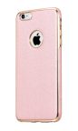   Hoco - Glint series bőrbetétes szilikon iPhone 6Plus/ 6SPlus védőtok fémhatású széllel - rozéarany