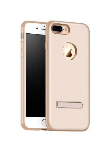 Hoco - Simple series alumínium burkolatú iPhone 7 Plus/iPhone 8 Plus védőtok mágneses kitámasztóval - pezsgő/arany