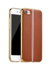   Hoco - Glint classic series bőrhatású TPU iPhone 7/iPhone 8 tok fémhatású széllel - barna