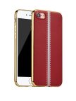   Hoco - Glint classic series bőrhatású TPU iPhone 7/iPhone 8 tok fémhatású széllel - piros