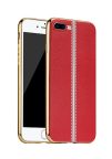   Hoco - Glint classic series bőrhatású TPU iPhone 7 Plus/iPhone 8 Plus tok fémhatású széllel - piros
