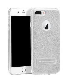   Hoco - Simple series glitteres TPU szilikon iPhone 7 Plus/iPhone 8 Plus védőtok mágneses kitámasztóval - ezüst