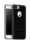   Hoco - Simple series alumínium burkolatú iPhone 7 Plus/iPhone 8 Plus védőtok mágneses kitámasztóval - fény. fekete