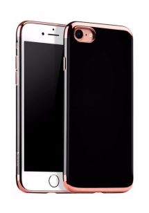   Hoco - Obsidian series fényes felületű iPhone 7/iPhone 8 védőtok fémes széllel -  rozéarany